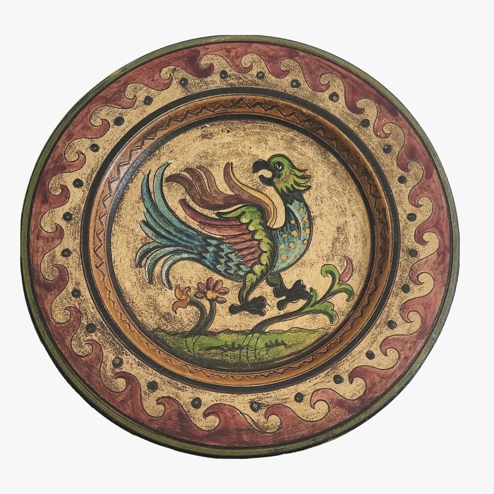 Majolica Italy Lavorazione Dragon Terracotta Montopoli Ceramic Wall Plate VTG